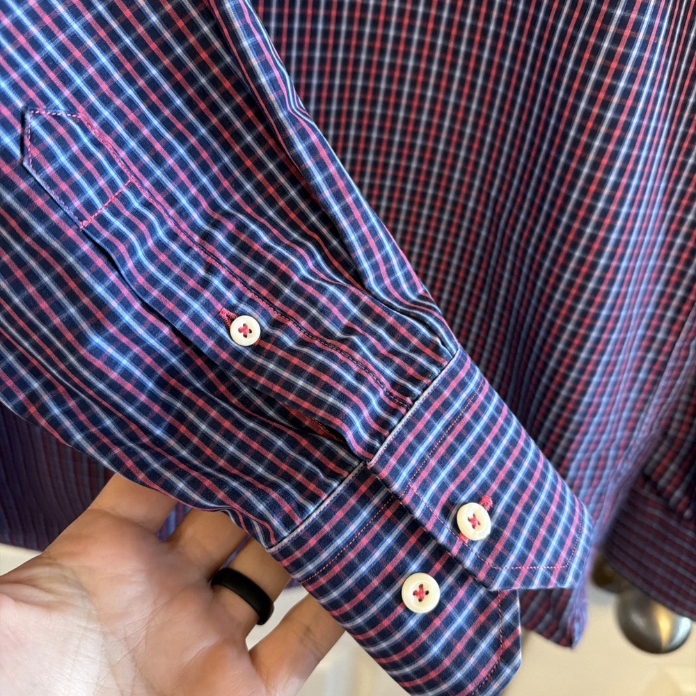 David Donahue Men's Blue & Red Plaid Button Down Long Sleeve Shirt Size Large - Picture 5 of 10